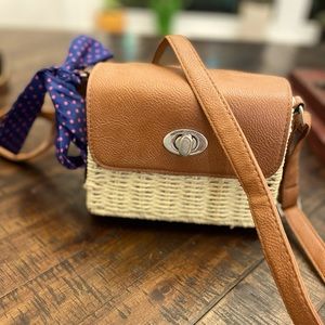 Woven basket crossbody purse. Like new.